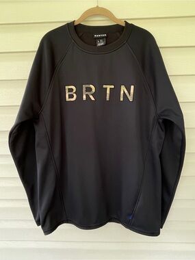 Burton Men’s Black Crown Crew Pullover Sweatshirt Camo Logo Size Large